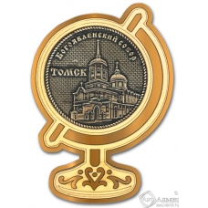 Магнит из бересты Томск-Богоявленский собор глобус золото